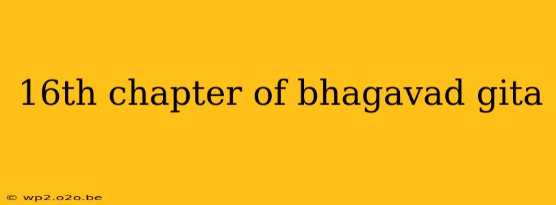 16th chapter of bhagavad gita