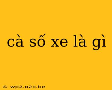 cà số xe là gì