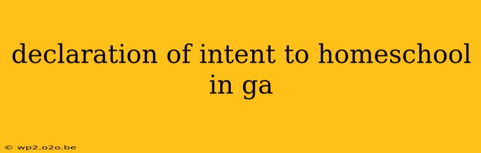 declaration of intent to homeschool in ga