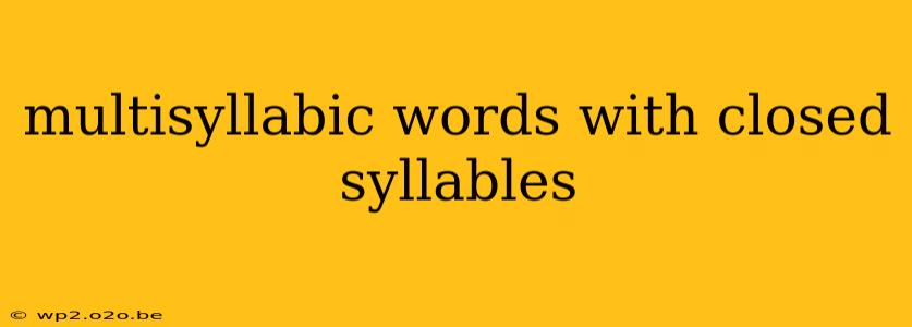 multisyllabic words with closed syllables