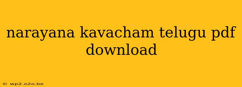 narayana kavacham telugu pdf download