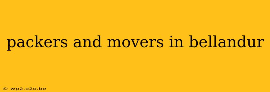 packers and movers in bellandur