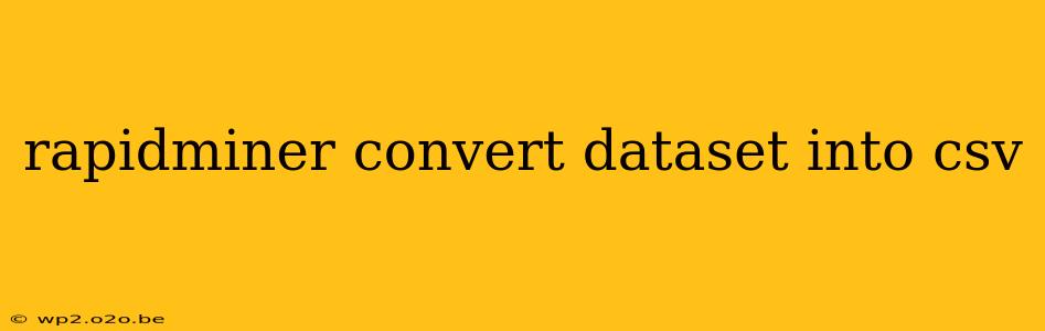 rapidminer convert dataset into csv