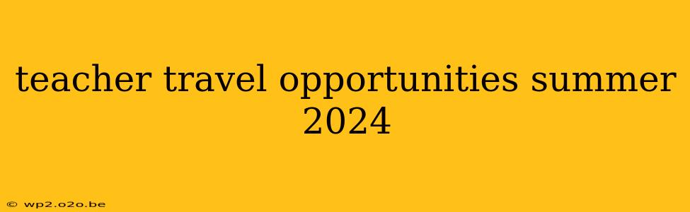 teacher travel opportunities summer 2024